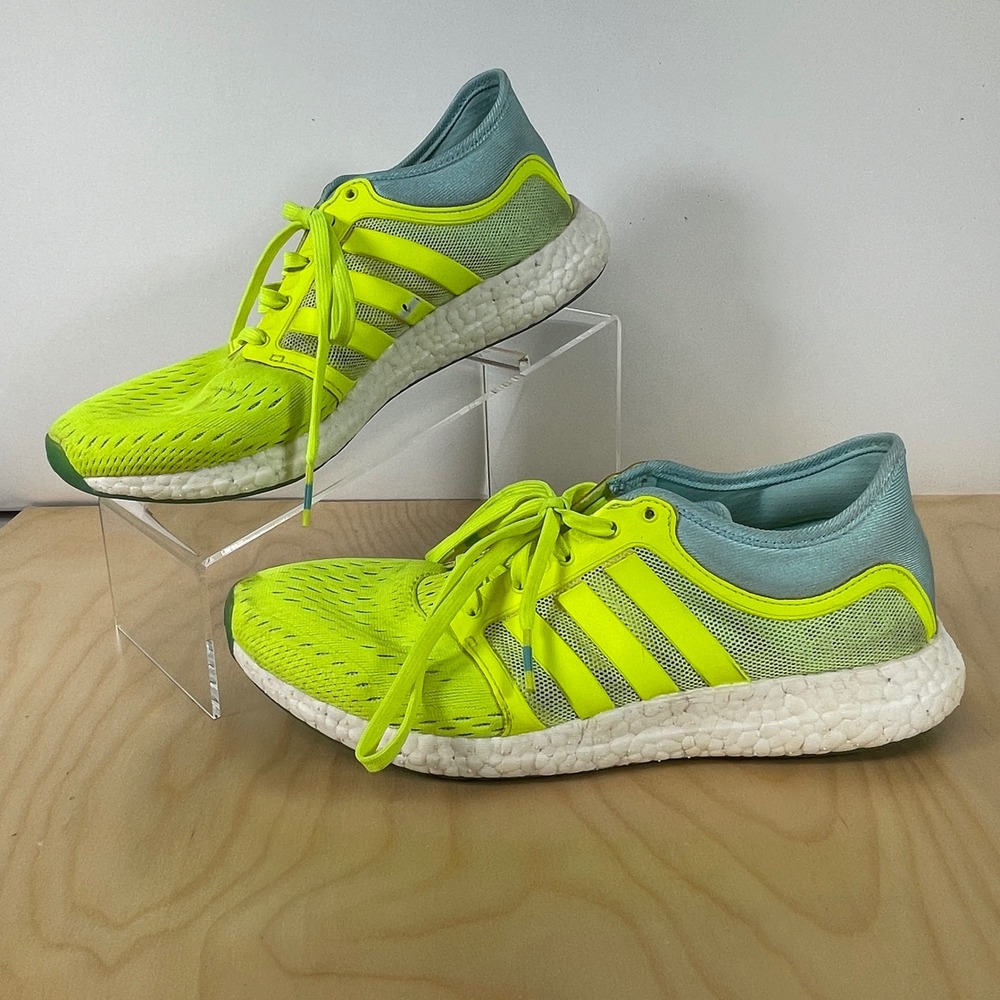 Adidas Rocket Boost Running Shoes Women's Neon Yellow Athletic Sneakers
